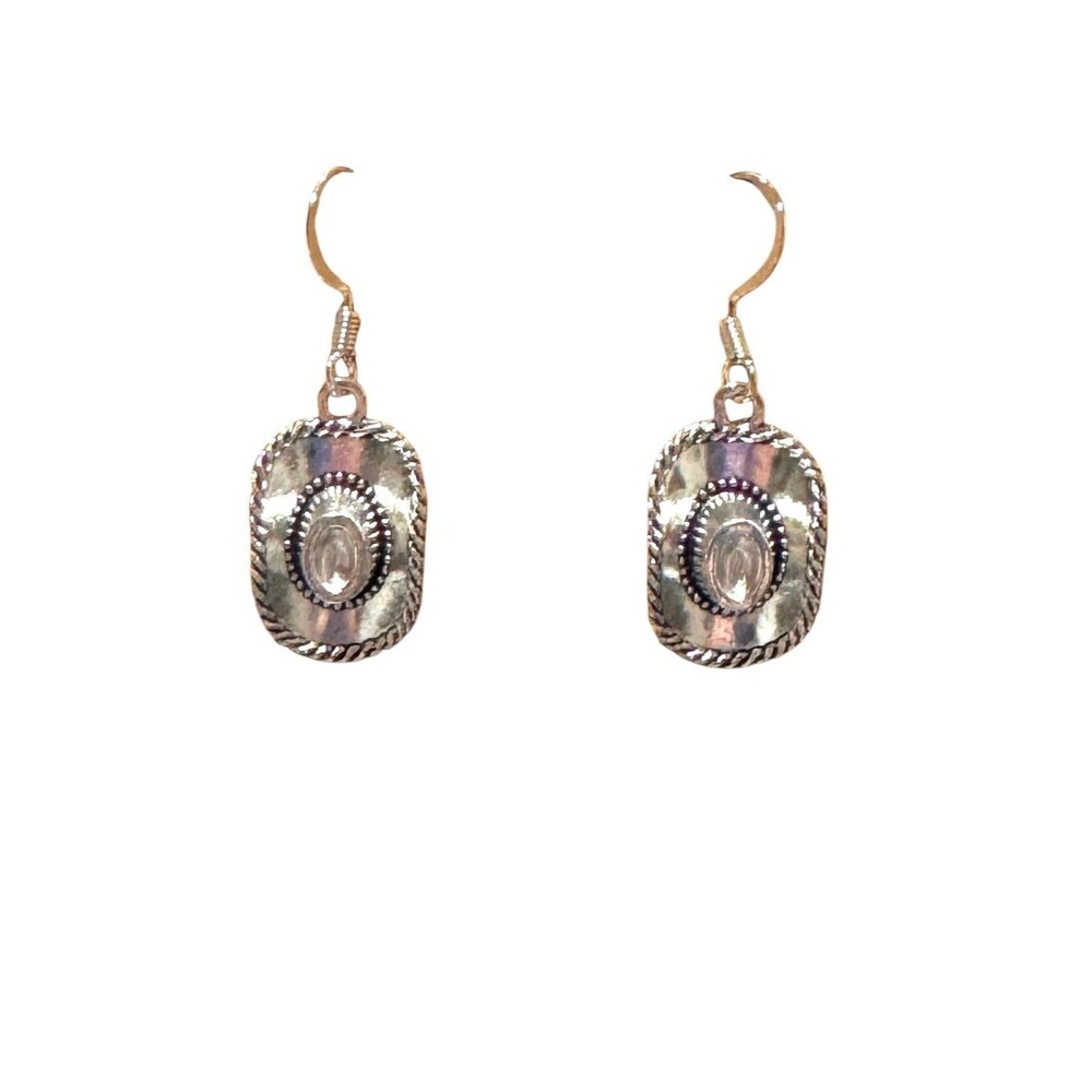 Silver Western Cowboy Hat Charm on Sterling Earrings #2221